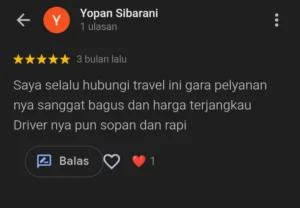 Testimoni Yopan Sibarani Harga terjangkau, driver sopan, langganan